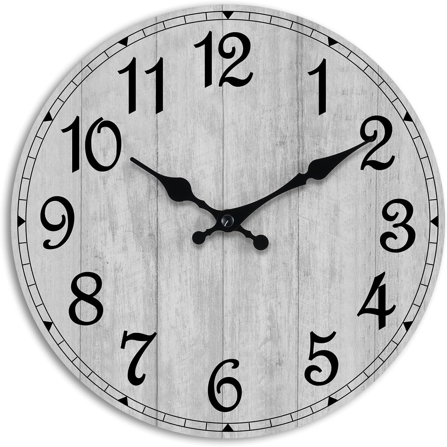 HYLANDA Wall Clock, Rustic Wall Clocks Battery Operated Silent Non Ticking, Country Round Wooden Clocks Farmhous Wall Decorative for Kitchen, Bathroom, Living Room (Gray 8 Inch)