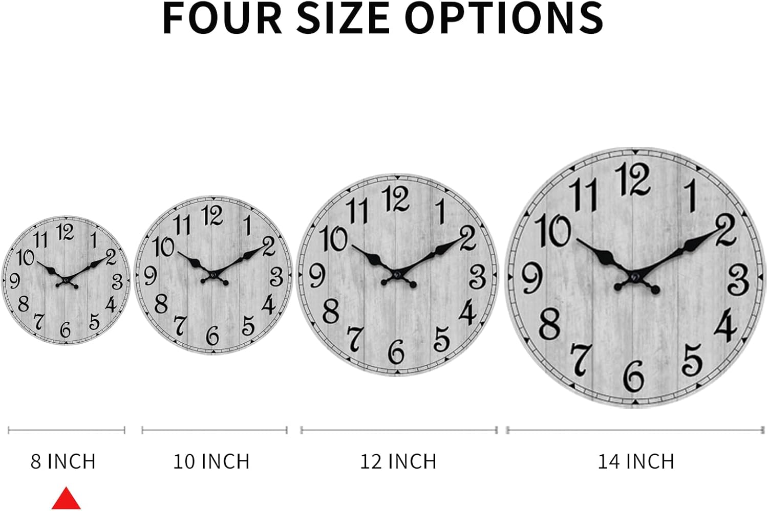 HYLANDA Wall Clock, Rustic Wall Clocks Battery Operated Silent Non Ticking, Country Round Wooden Clocks Farmhous Wall Decorative for Kitchen, Bathroom, Living Room (Gray 8 Inch) - Image 3