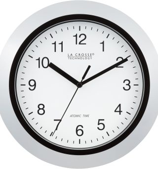La Crosse Technology WT-3102S Atomic Analog Wall Clock, 10", Silver