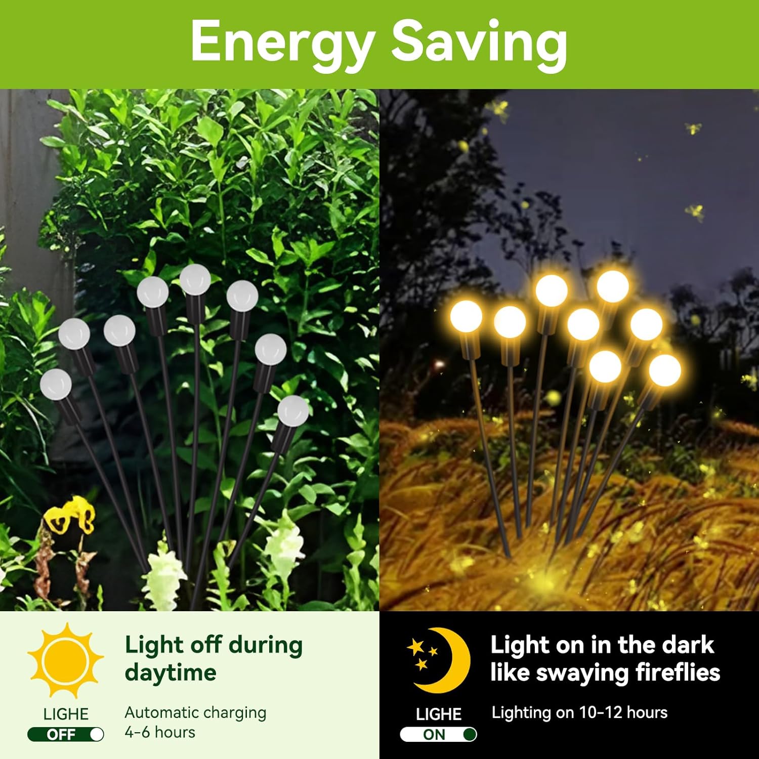 Solar Garden Lights Outdoor Waterproof, 2 Pack 16 LED Swaying Light Firefly Light Outdoor Decor Lights for Garden Gifts for Pathway Party Christmas Decoration, Warm White - Image 3