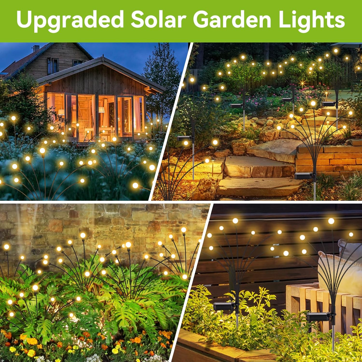 Solar Garden Lights Outdoor Waterproof, 2 Pack 16 LED Swaying Light Firefly Light Outdoor Decor Lights for Garden Gifts for Pathway Party Christmas Decoration, Warm White - Image 6